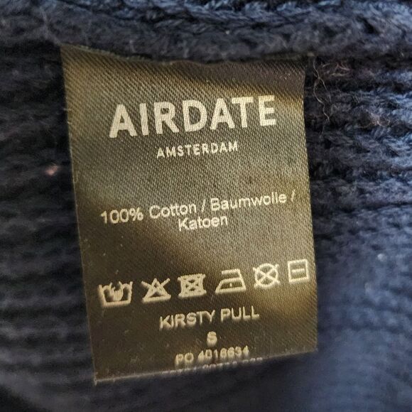 Vtg Airdate Amsterdam Sweater Women S Pink Navy Cotton Colorblock Knit Oversized - Picture 7 of 9